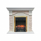 Каминокомплект Royal Flame Dublin арочный скальный шампань (слоновая кость)+Fobos FX Brass